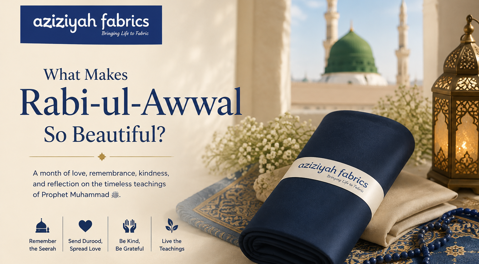 Folded fabrics with background of Masjid-e-Nabwi (S.A.W)